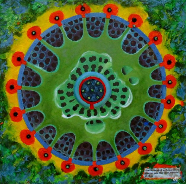 Diatom.Mixed media on canvas. 25.5×25.5cms Diatom.Mixed media on canvas. 25.5×25.5cms