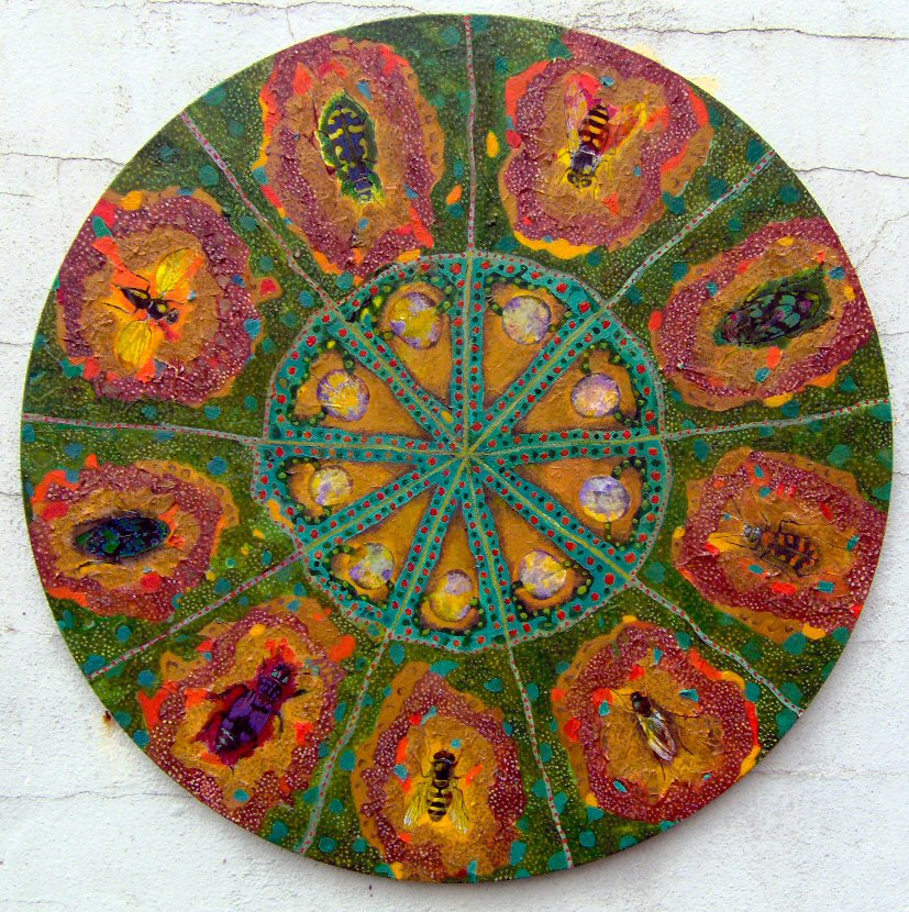 Insect Wheel. Oil and Collage on canvas. 51cms dia Insect Wheel. Oil and Collage on canvas. 51cms dia